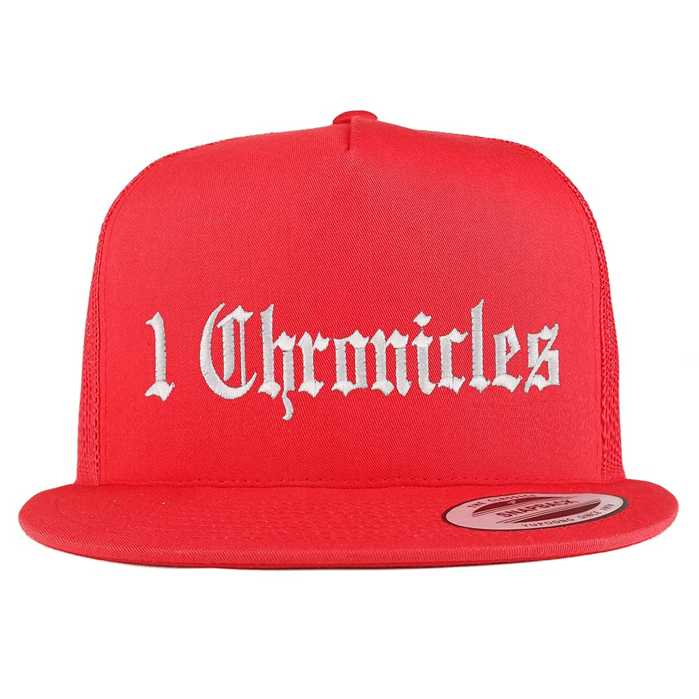 Trendy Apparel Shop 1 Chronicles Old English 5 Panel Flatbill Trucker Cap