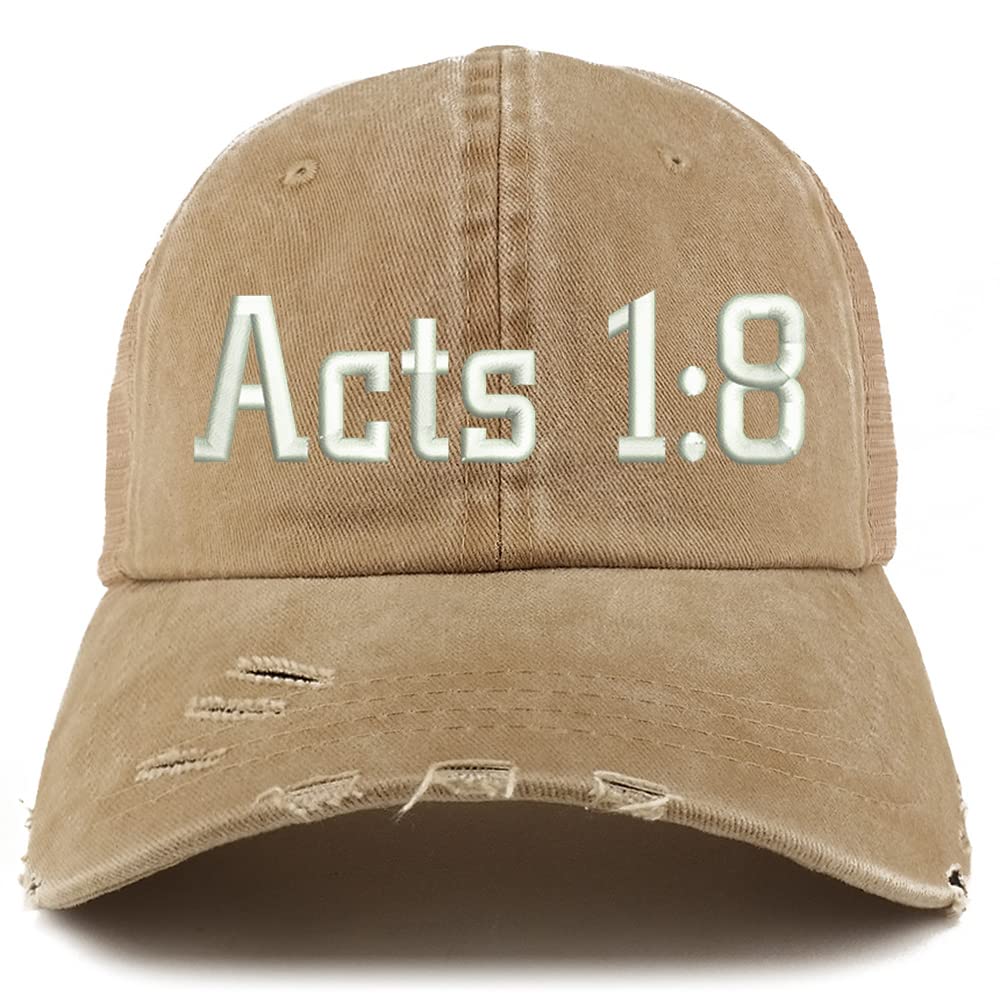 Trendy Apparel Shop Acts 1:8 Frayed Bill Trucker Mesh Back Cap