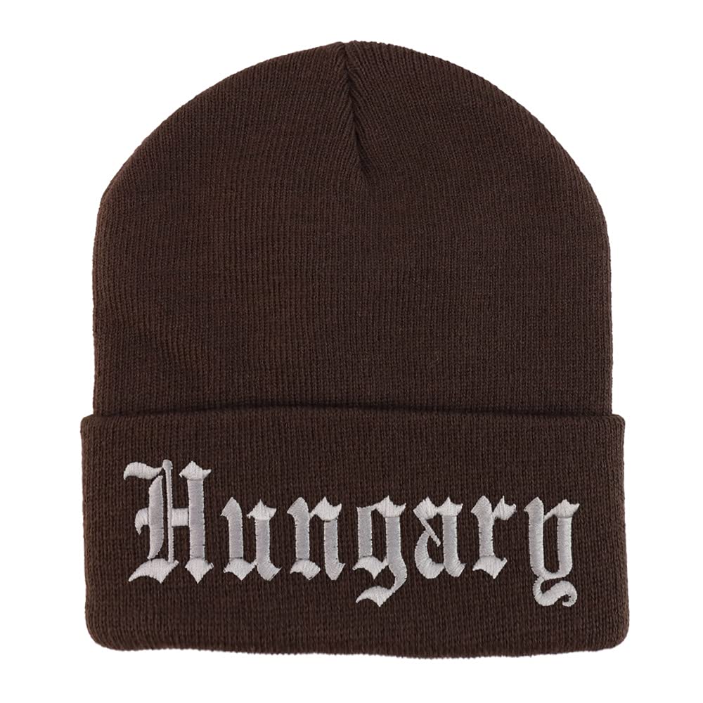 Trendy Apparel Shop Hungary Old English Embroidered Long Cuff Beanie