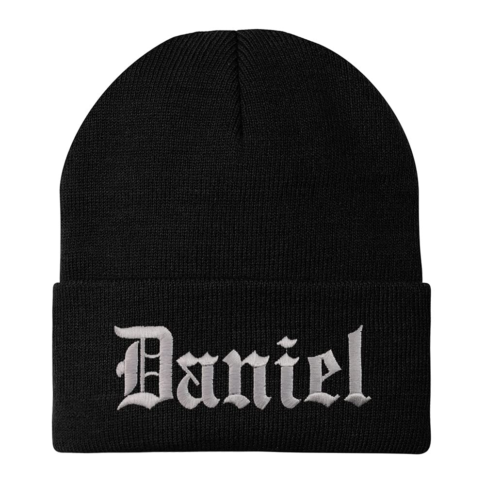 Trendy Apparel Shop Daniel Old English Embroidered Long Cuff Beanie