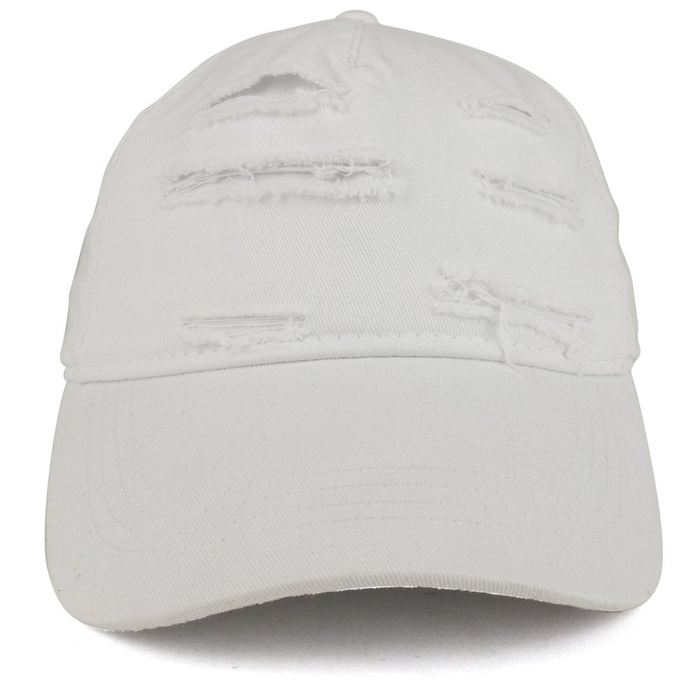 Trendy Apparel Shop Distressed Unstructured Frayed Five Panel Cotton Baseball Cap