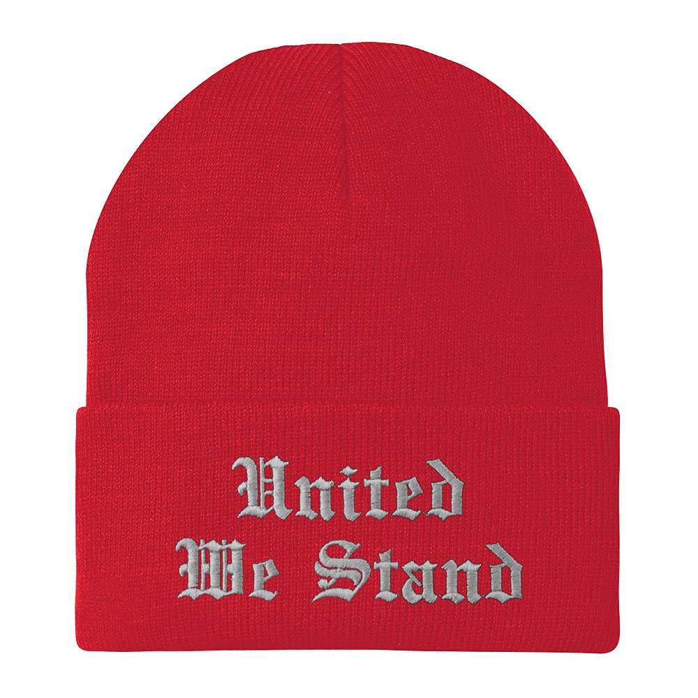 Trendy Apparel Shop United We Stand Old English Embroidered Long Cuff Beanie