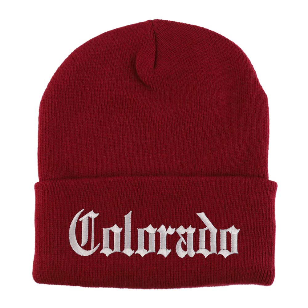 Trendy Apparel Shop Colorado State Old English Embroidered Long Cuff Beanie
