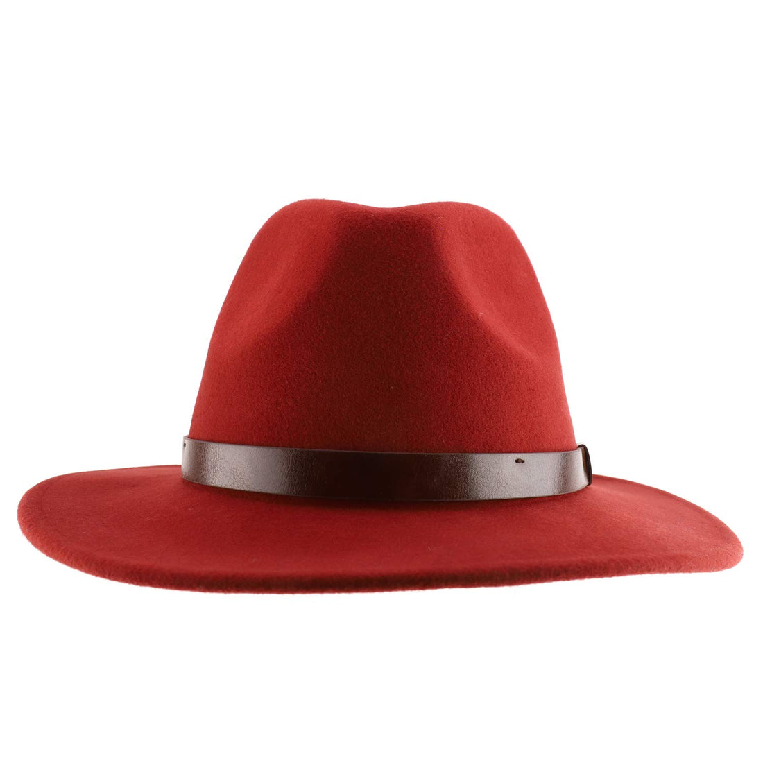 Trendy Apparel Shop Women's Leather Band Wool Felt Large Brim Fedora Hat