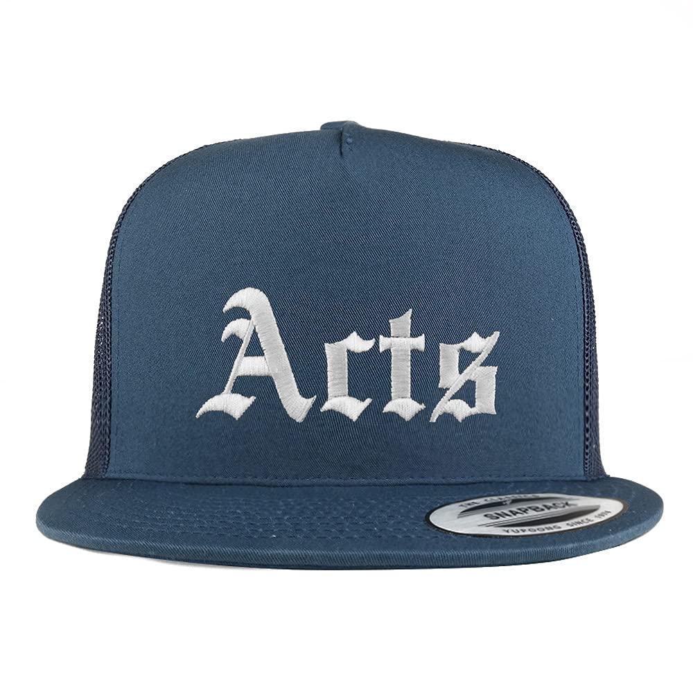 Trendy Apparel Shop Acts Old English 5 Panel Flatbill Trucker Cap