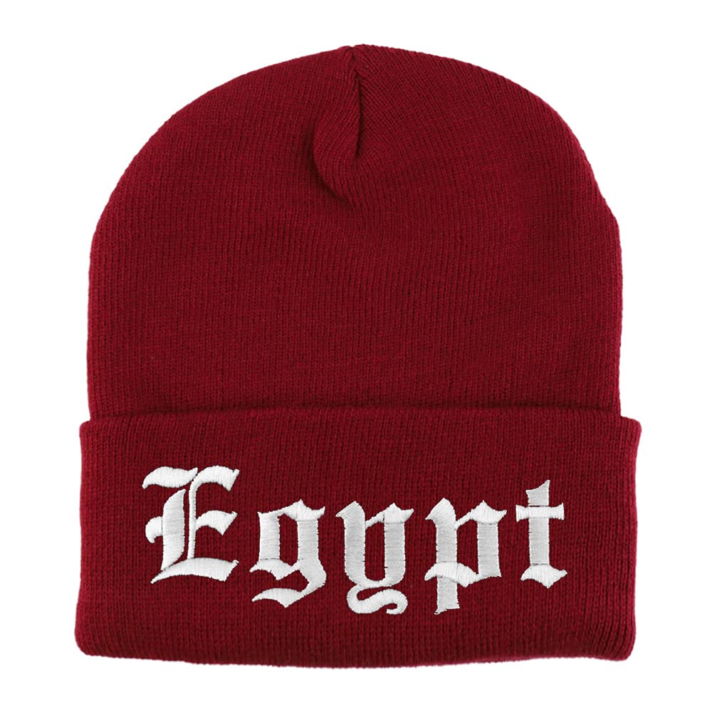 Trendy Apparel Shop Egypt Old English Embroidered Long Cuff Beanie