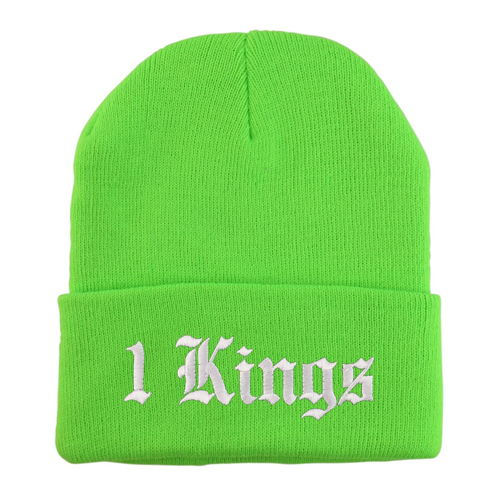Trendy Apparel Shop 1 Kings Old English Embroidered Long Cuff Beanie