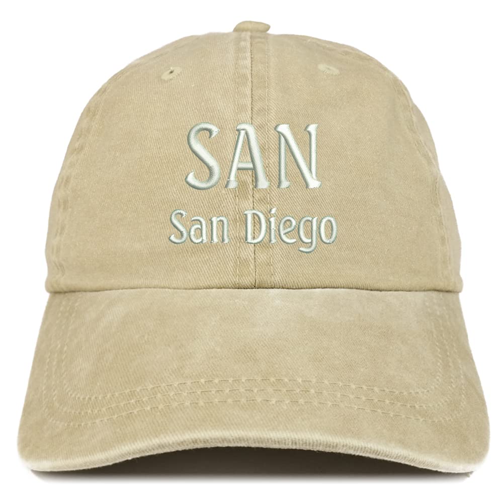 Trendy Apparel Shop SAN San Diego Embroidered Pigment Dyed Washed Baseball Cap