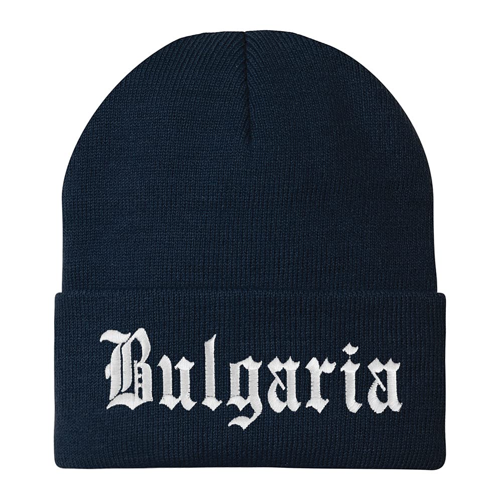 Trendy Apparel Shop Bulgaria Old English Embroidered Long Cuff Beanie