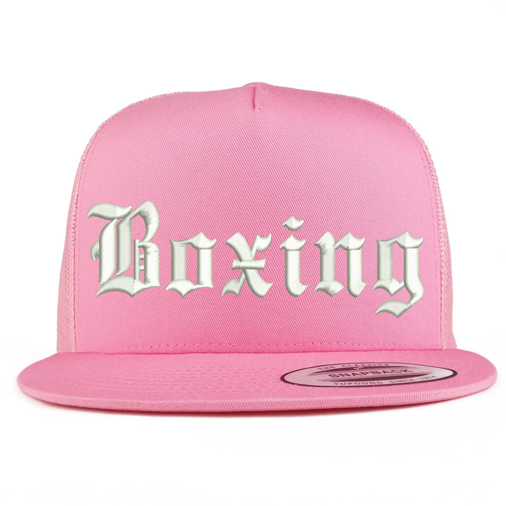 Trendy Apparel Shop Old English Boxing 5 Panel Flatbill Trucker Cap