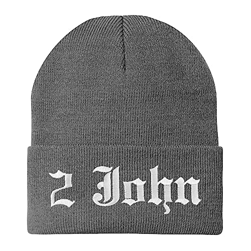 Trendy Apparel Shop 2 John Old English Embroidered Long Cuff Beanie