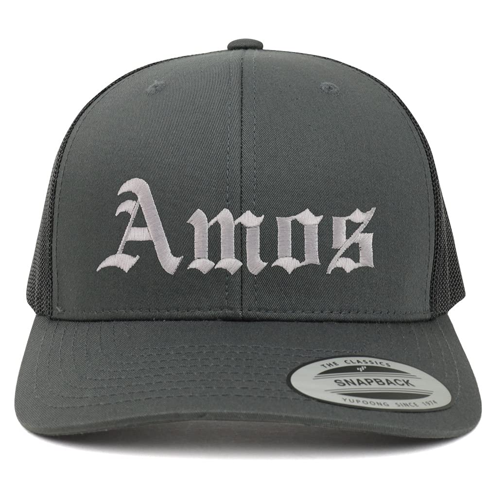 Trendy Apparel Shop Amos Old English 6 Panel Trucker Mesh Cap