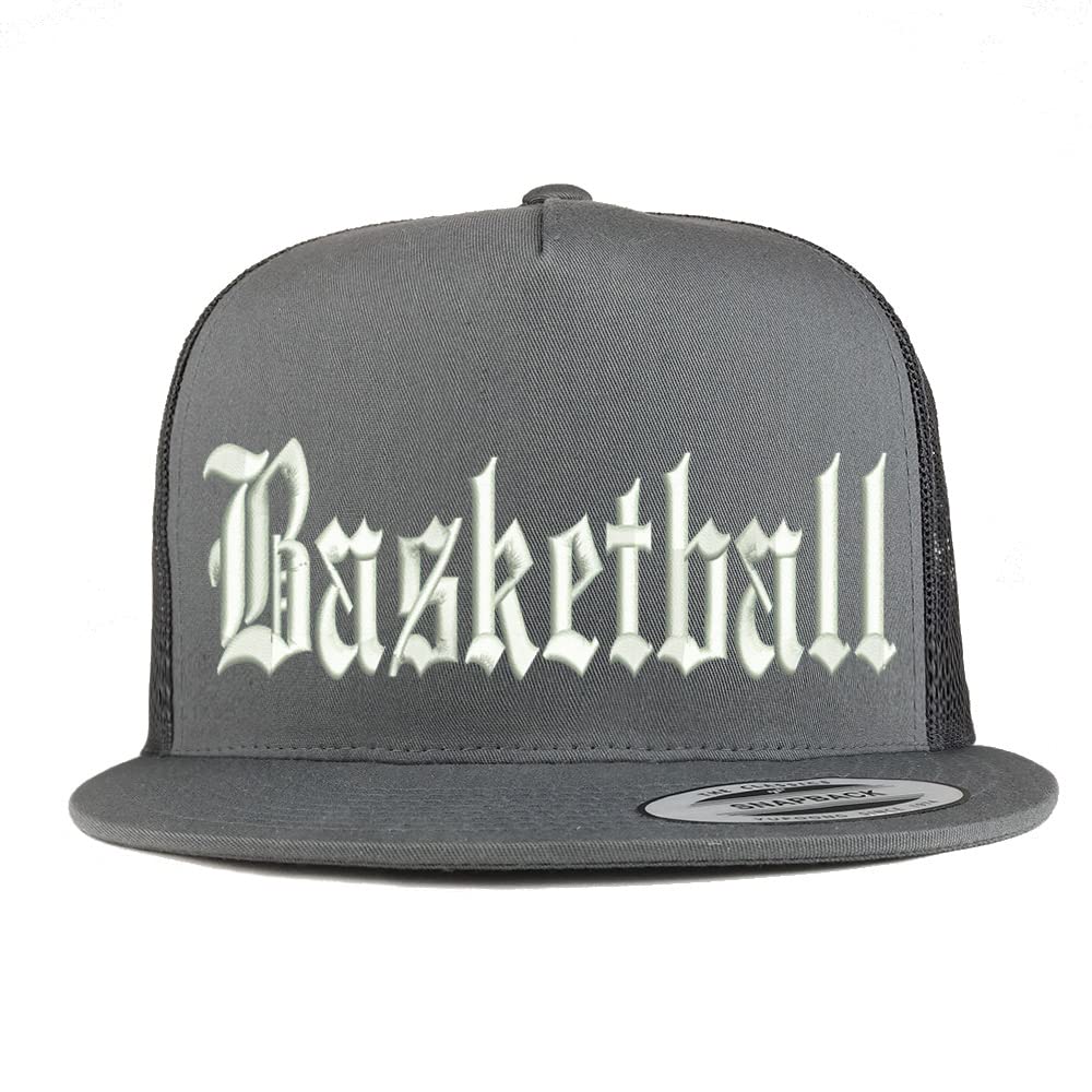 Trendy Apparel Shop Old English Basketball 5 Panel Flatbill Trucker Cap