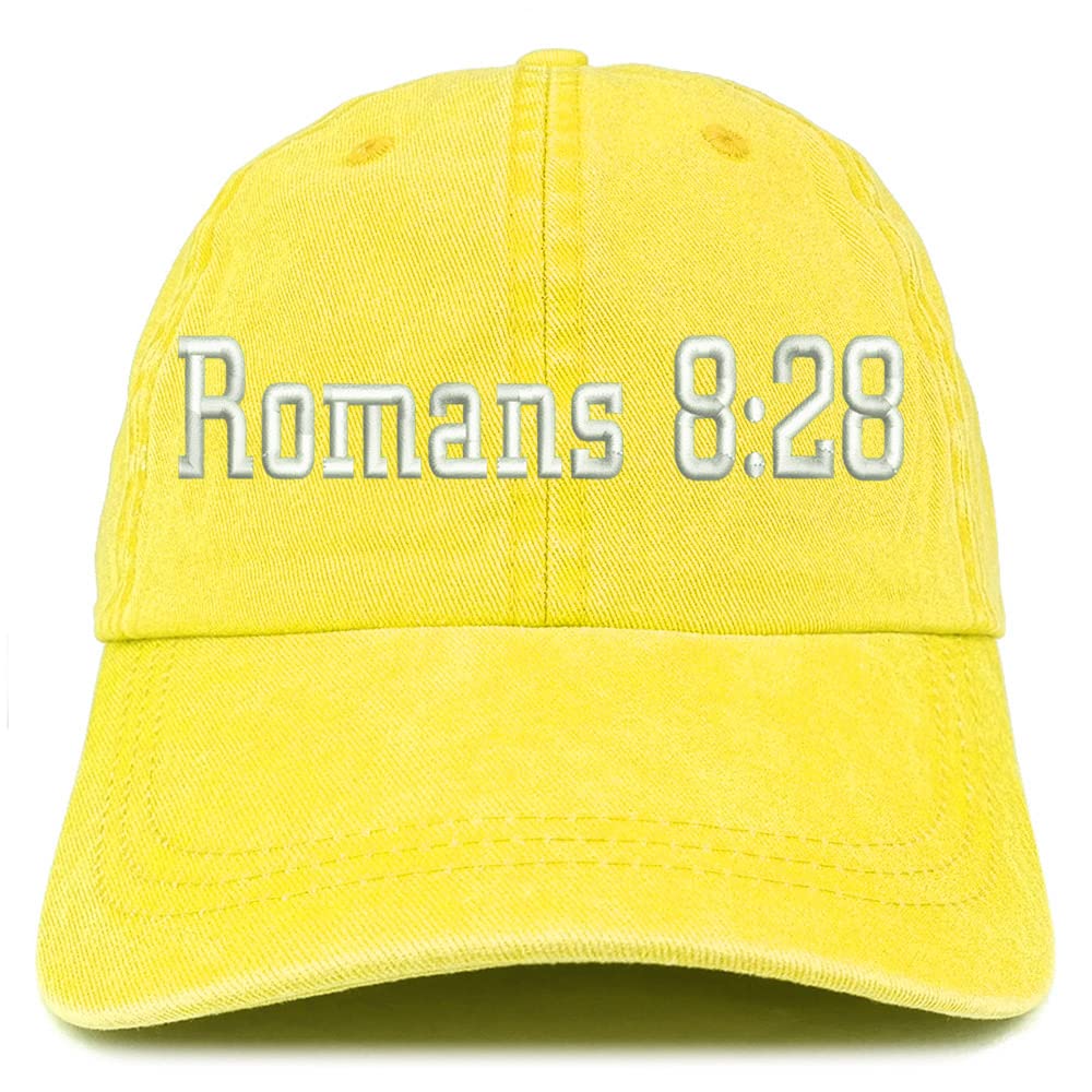 Trendy Apparel Shop Romans 8:28 Washed Pigment Dyed Baseball Cap