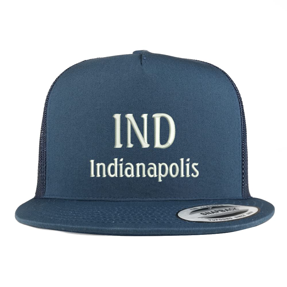Trendy Apparel Shop IND Indianapolis Embroidered 5 Panel Flatbill Trucker Cap