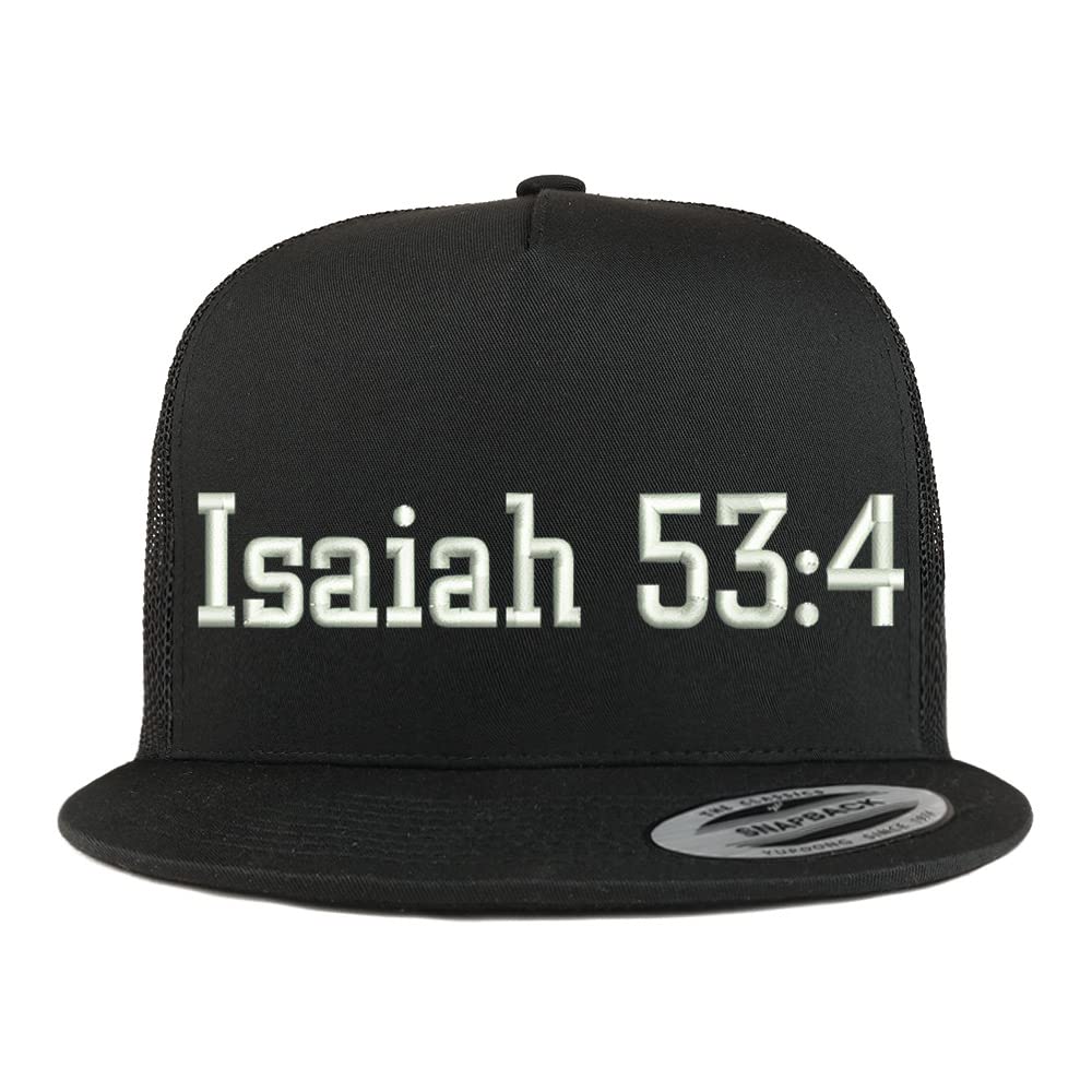 Trendy Apparel Shop Isaiah 53:4 5 Panel Flatbill Trucker Cap