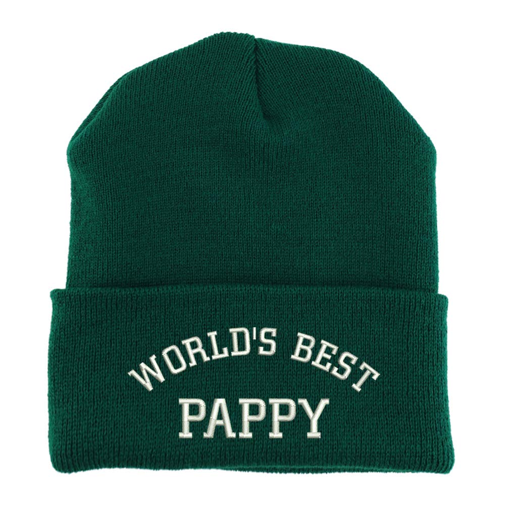 Trendy Apparel Shop World's Best Pappy Embroidered Made in USA Cuff Folded Acylic Knit Winter Beanie Hat