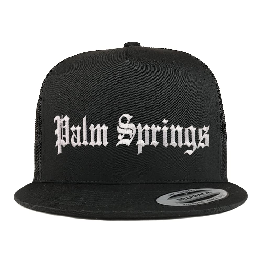 Trendy Apparel Shop Palm Springs Old English 5 Panel Flatbill Trucker Cap