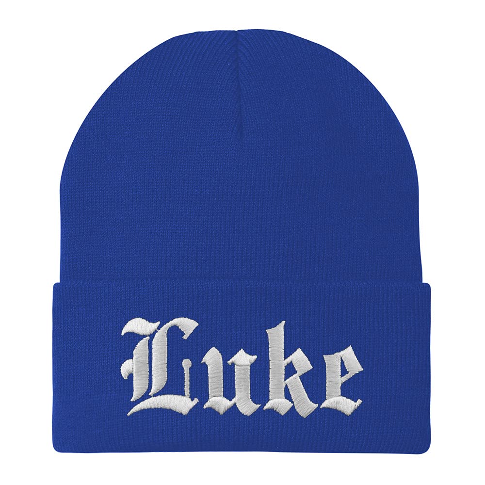 Trendy Apparel Shop Luke Old English Embroidered Long Cuff Beanie