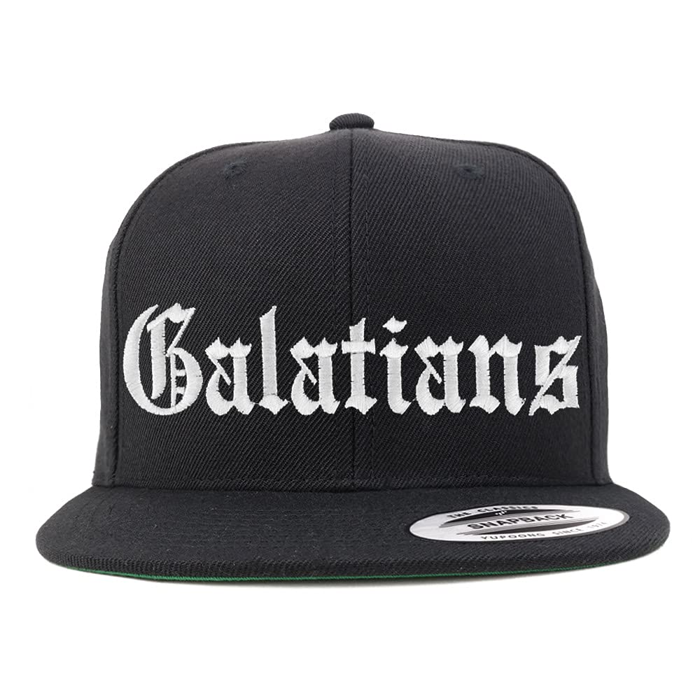 Trendy Apparel Shop Galatians Old English Embroidered Flatbill Snapback