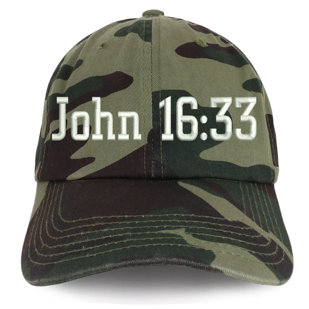 Trendy Apparel Shop John 16:33 Low Profile Soft Cotton Baseball Cap
