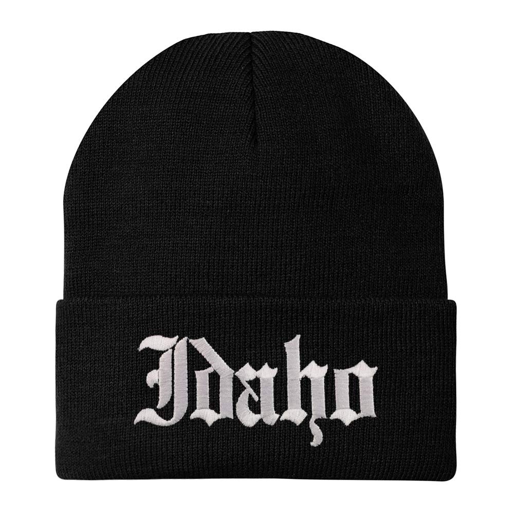 Trendy Apparel Shop Idaho State Old English Embroidered Long Cuff Beanie