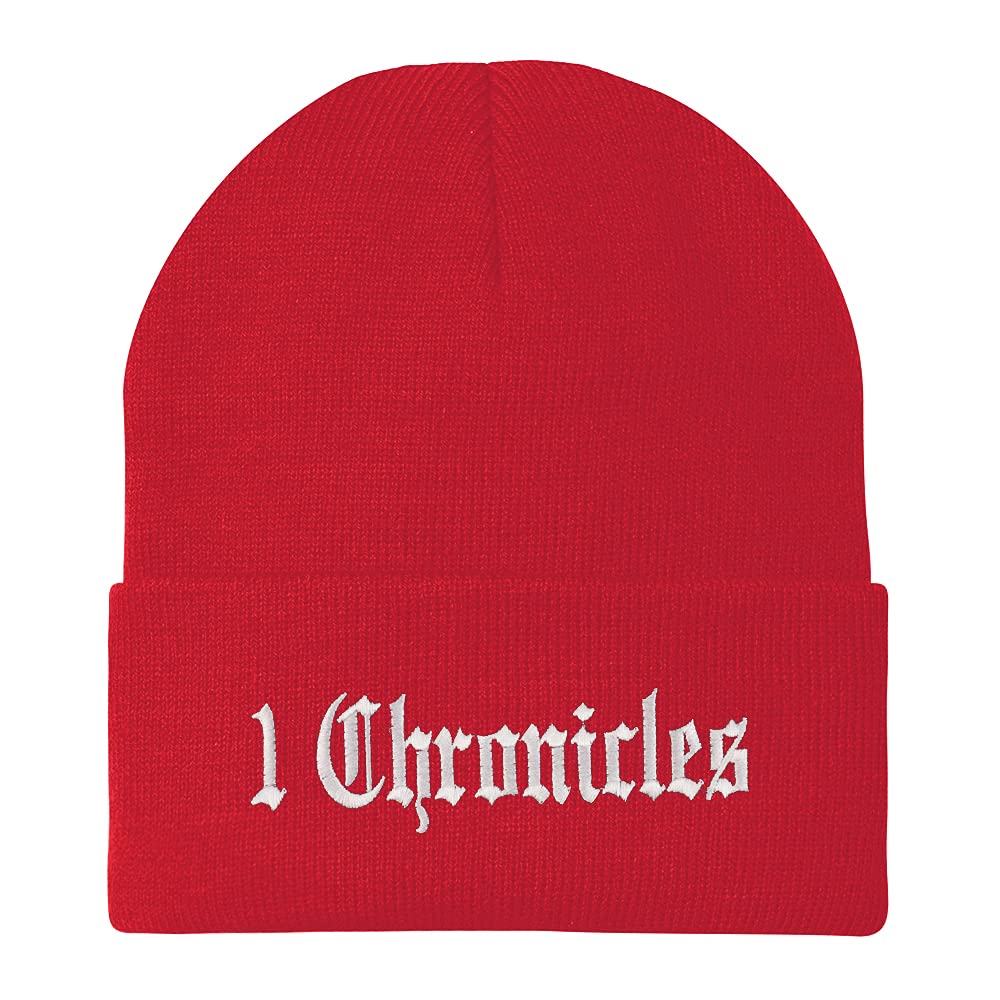 Trendy Apparel Shop 1 Chronicles Old English Embroidered Long Cuff Beanie
