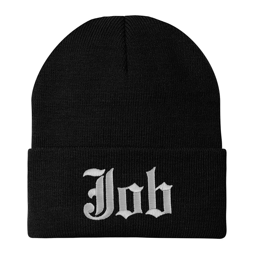 Trendy Apparel Shop Job Old English Embroidered Long Cuff Beanie