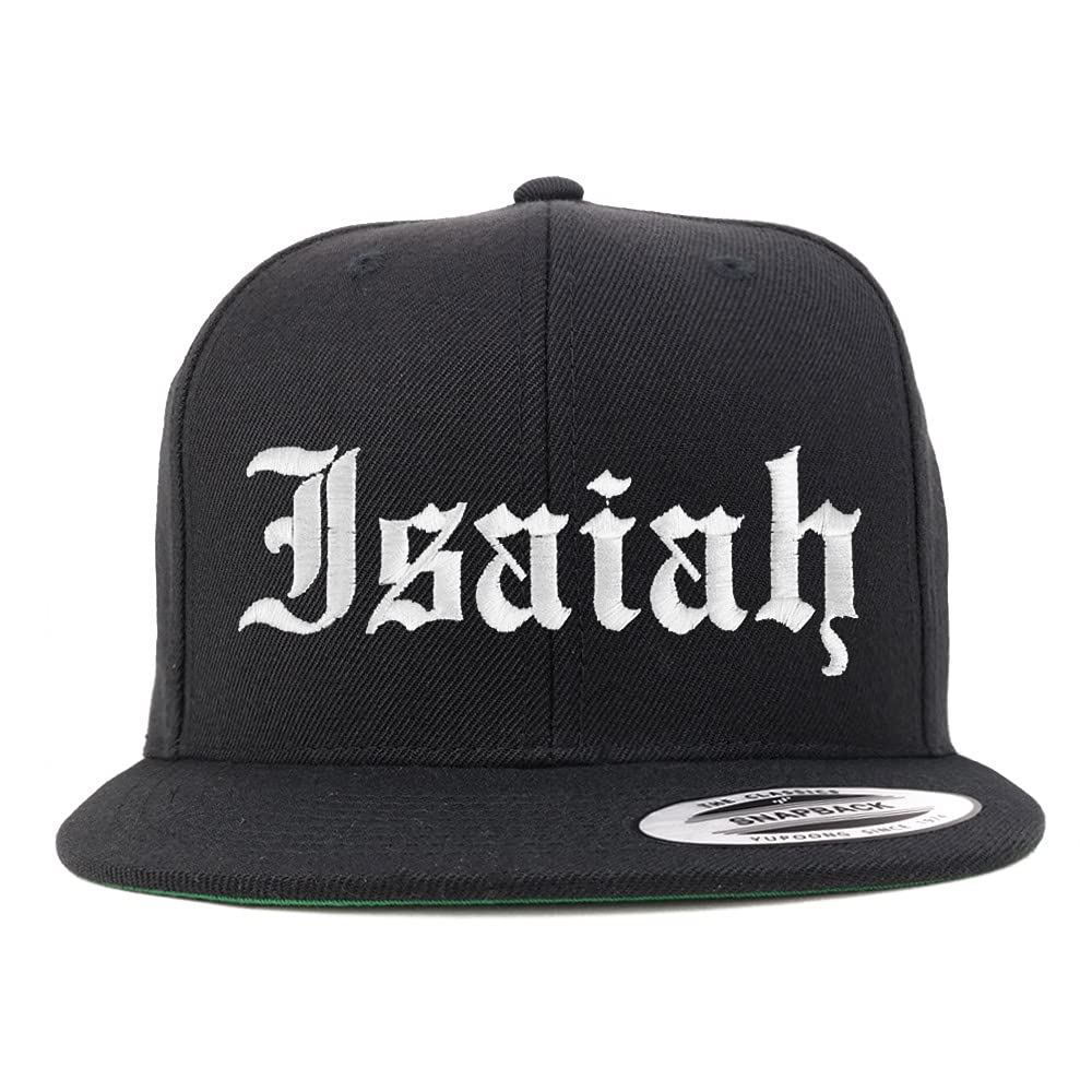 Trendy Apparel Shop Isaiah Old English Embroidered Flatbill Snapback