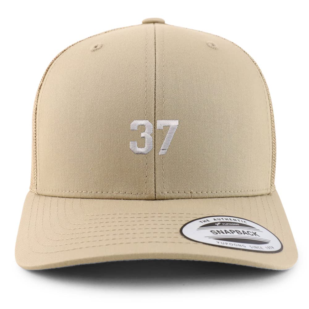 Trendy Apparel Shop Small Number 37 Embroidered 6 Panel Trucker Mesh Cap