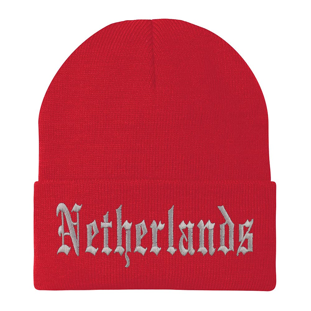 Trendy Apparel Shop Netherlands Old English Embroidered Long Cuff Beanie
