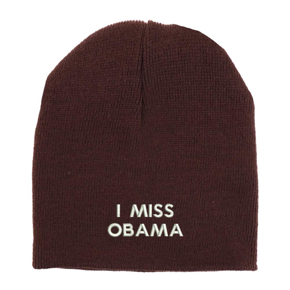 Trendy Apparel Shop I Miss Obama Embroidered Made in USA Short Acrylic Knit Winter Beanie Hat