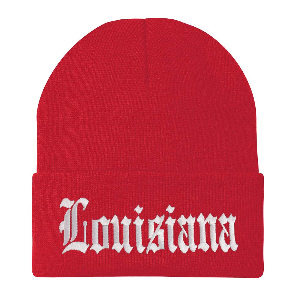 Trendy Apparel Shop Louisuana State Old English Embroidered Long Cuff Beanie