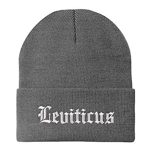 Trendy Apparel Shop Leviticus Old English Embroidered Long Cuff Beanie
