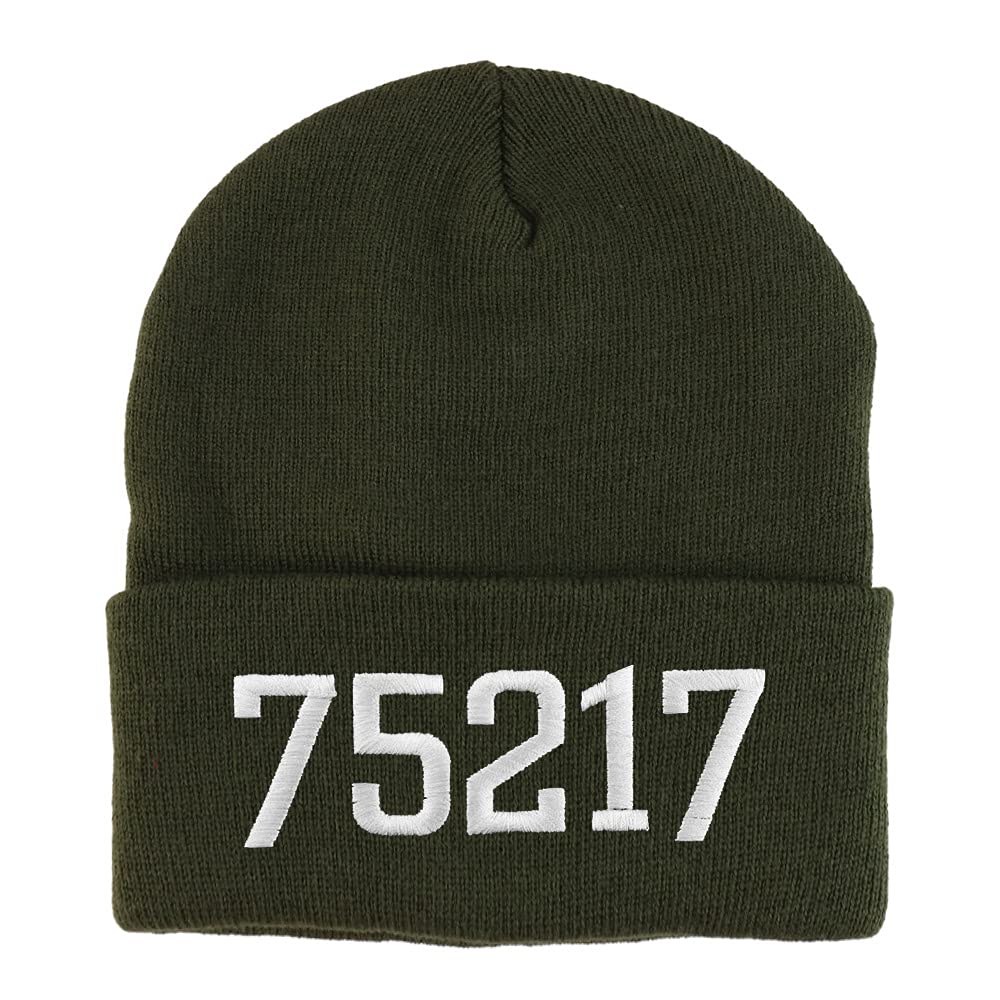 Trendy Apparel Shop 75217 Dallas TX Old English Embroidered Long Cuff Beanie