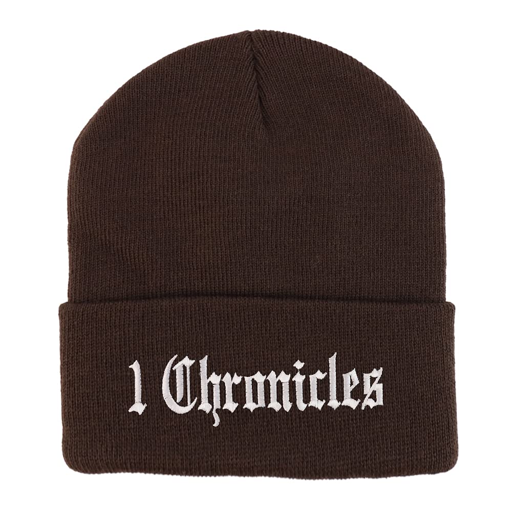 Trendy Apparel Shop 1 Chronicles Old English Embroidered Long Cuff Beanie