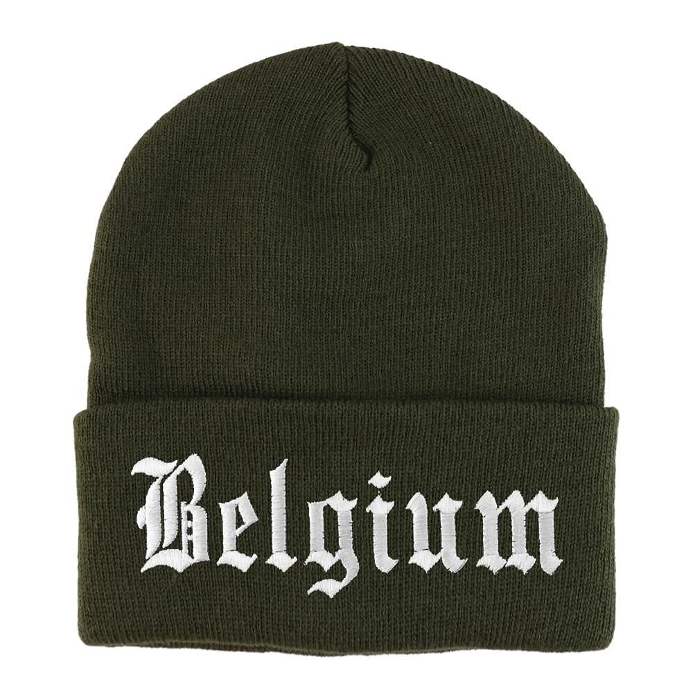 Trendy Apparel Shop Belgium Old English Embroidered Long Cuff Beanie