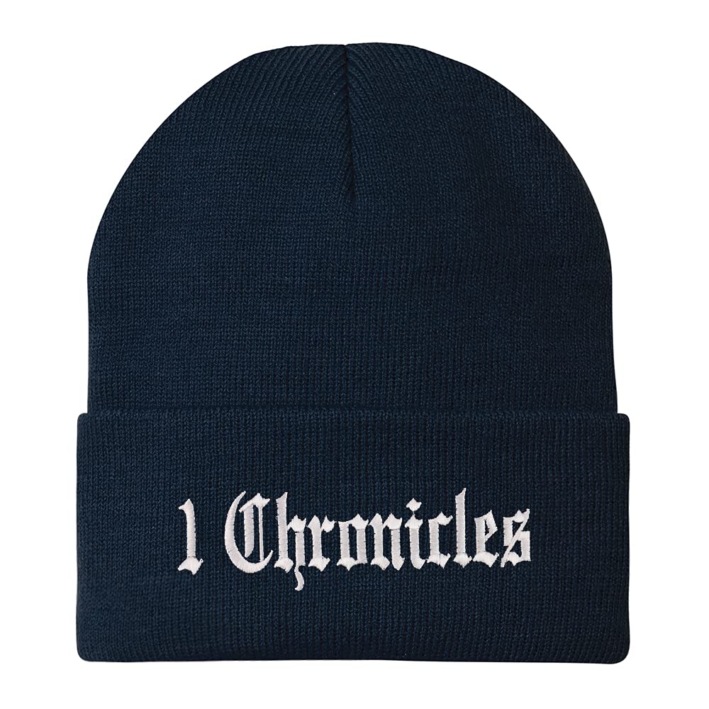 Trendy Apparel Shop 1 Chronicles Old English Embroidered Long Cuff Beanie
