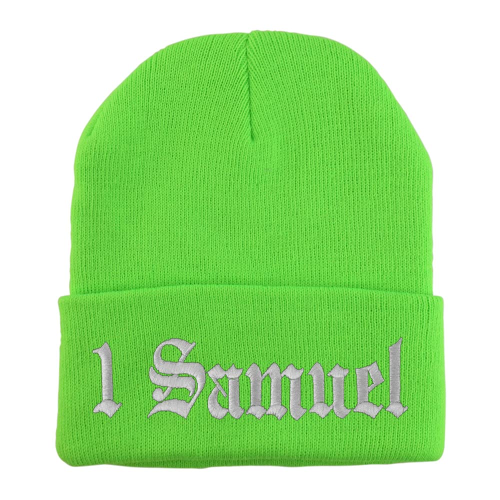 Trendy Apparel Shop 1 Samuel Old English Embroidered Long Cuff Beanie