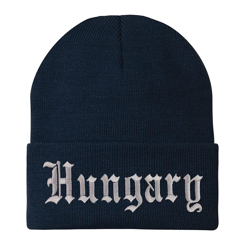 Trendy Apparel Shop Hungary Old English Embroidered Long Cuff Beanie