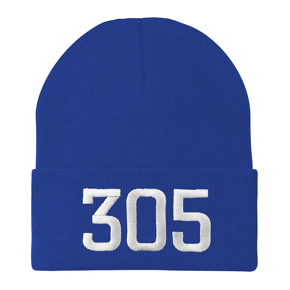 Trendy Apparel Shop Miami 305 Old English Embroidered Long Cuff Beanie