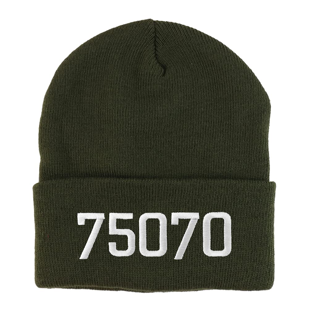 Trendy Apparel Shop 75070 McKinney TX Old English Embroidered Long Cuff Beanie