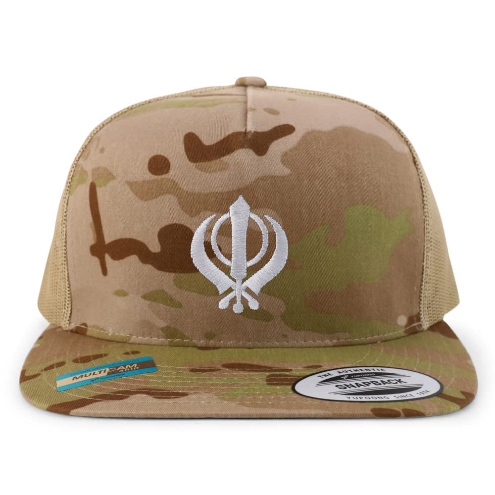 Trendy Apparel Shop Sikhism Embroidered 5 Panel Flatbill Trucker Cap