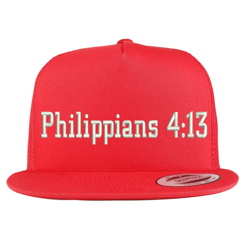 Trendy Apparel Shop Philippians 4:13 5 Panel Flatbill Trucker Cap