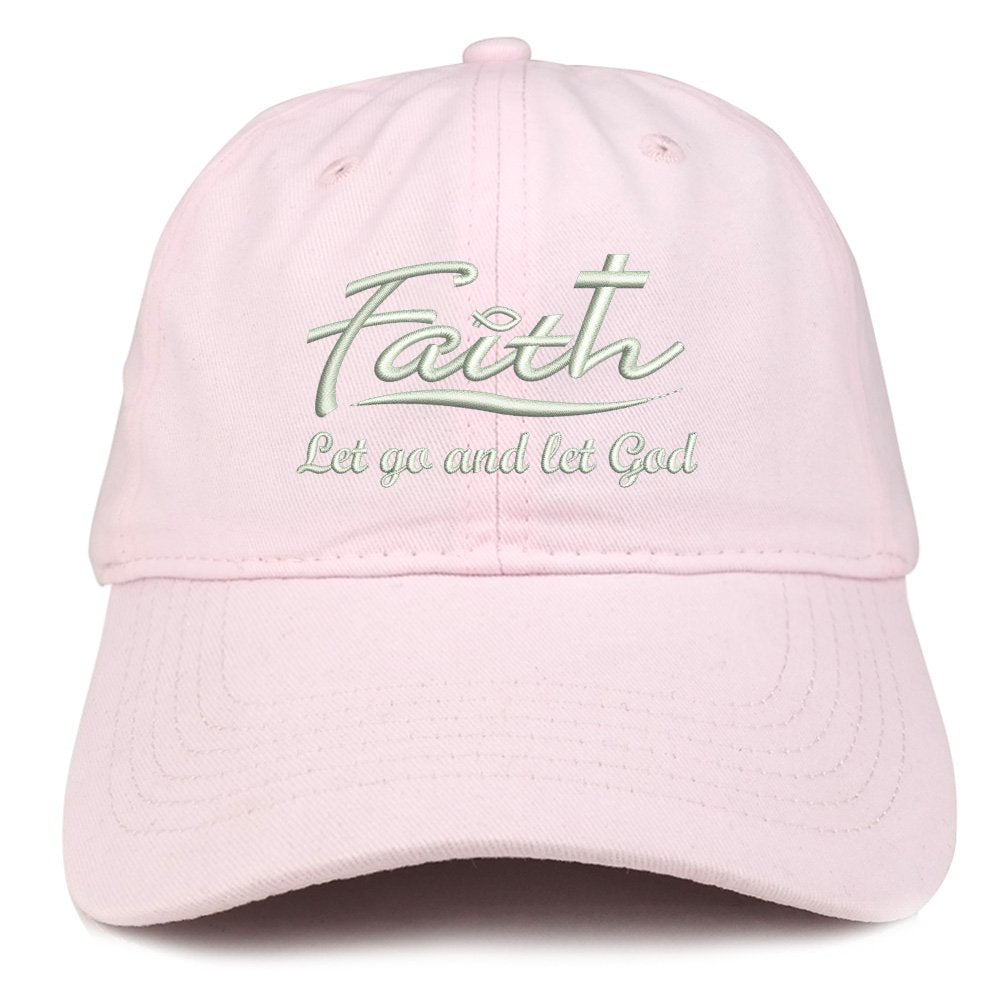 Trendy Apparel Shop Let Go and Let God Embroidered Brushed Cotton Dad Hat Ball Cap - Light Pink