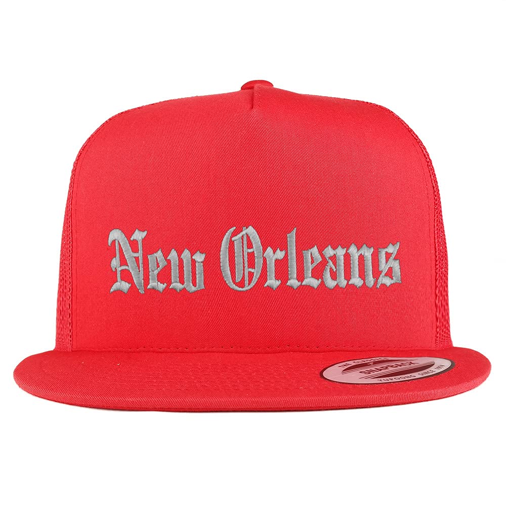 Trendy Apparel Shop New Orleans Old English 5 Panel Flatbill Trucker Cap