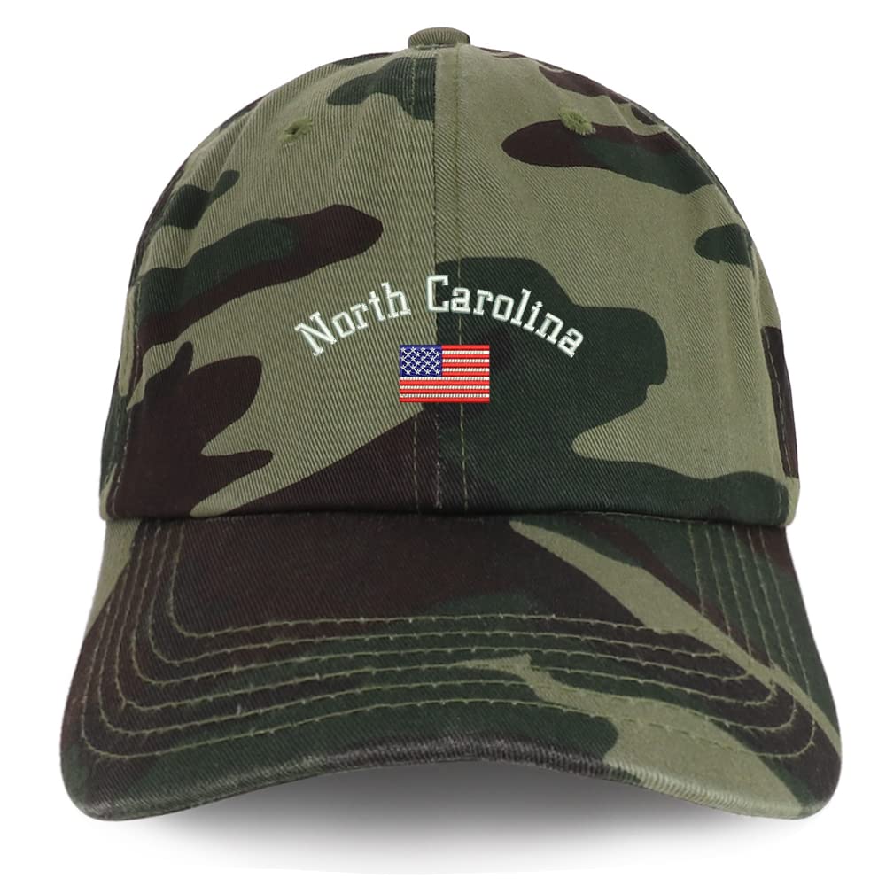 Trendy Apparel Shop North Carolina USA Flag Low Profile Soft Cotton Baseball Cap