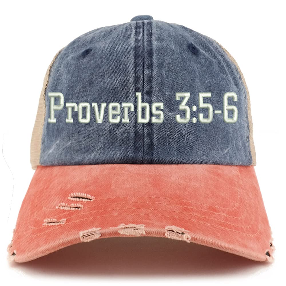 Trendy Apparel Shop Proverbs 3:5-6 Frayed Bill Trucker Mesh Back Cap