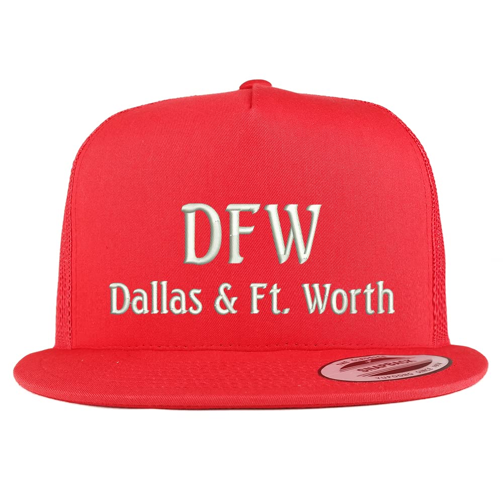 Trendy Apparel Shop DFW Dallas and Fort Worth Embroidered 5 Panel Flatbill Trucker Cap