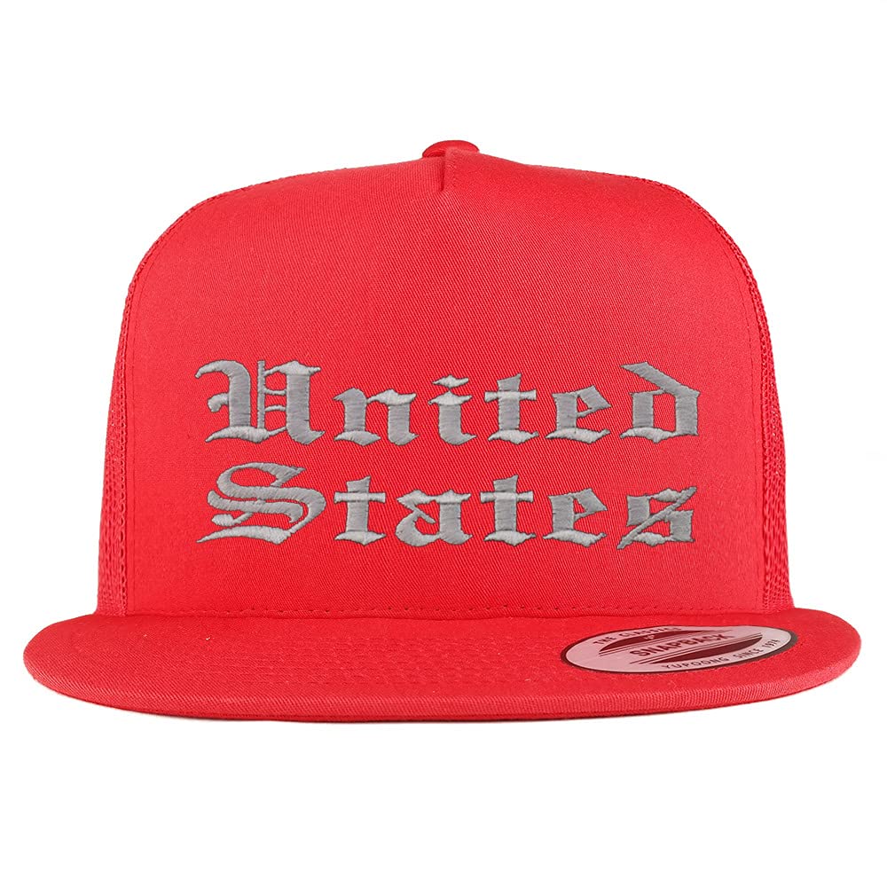 Trendy Apparel Shop United States Old English 5 Panel Flatbill Trucker Cap